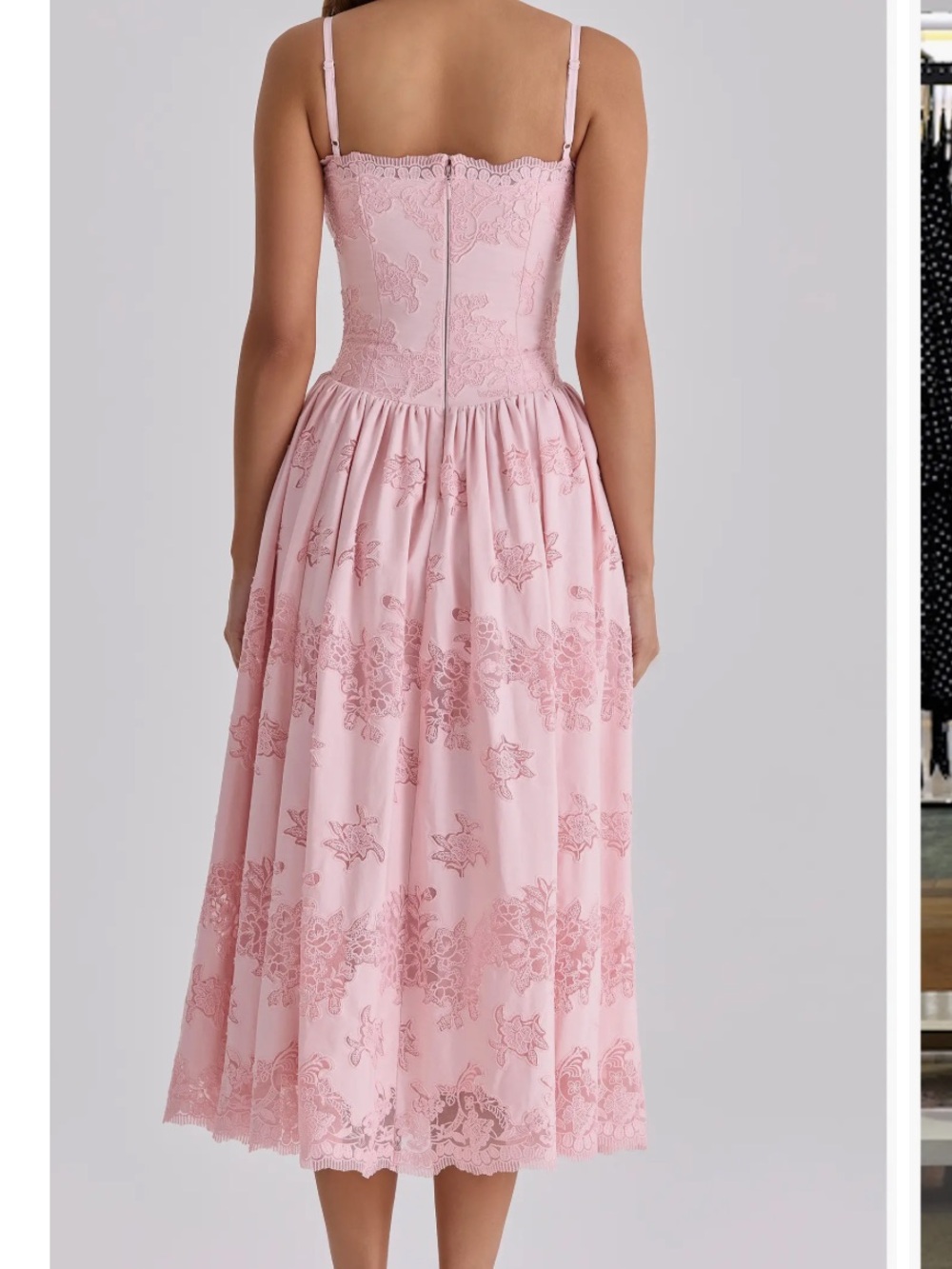 House of CB “Chloe” Pink Lace Strap Midi Dress - Picture 3 of 6